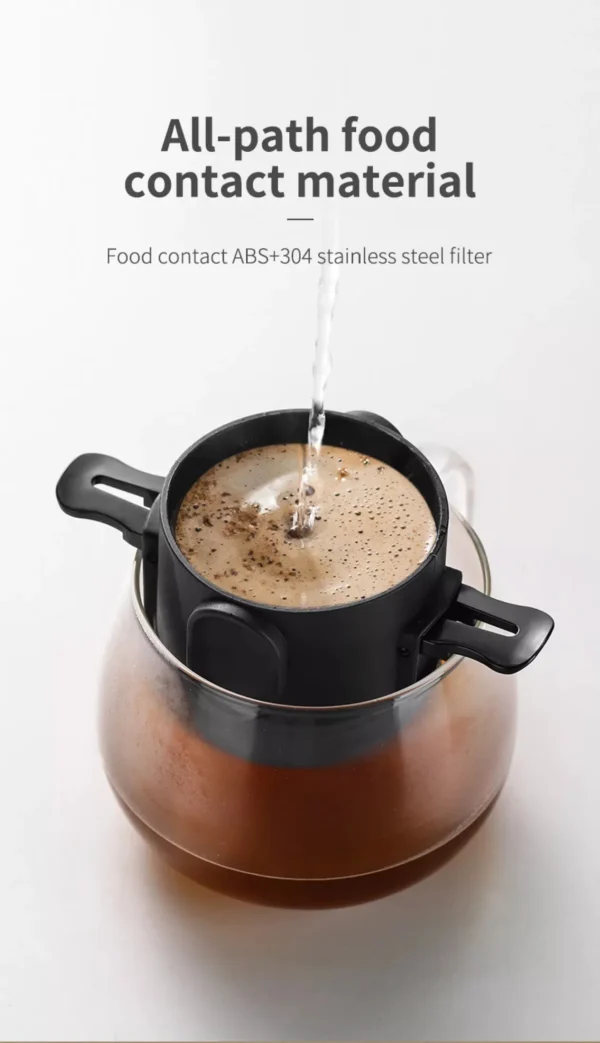 304 stainless steel reusable coffee dripper with mug – portable pour over coffee & tea