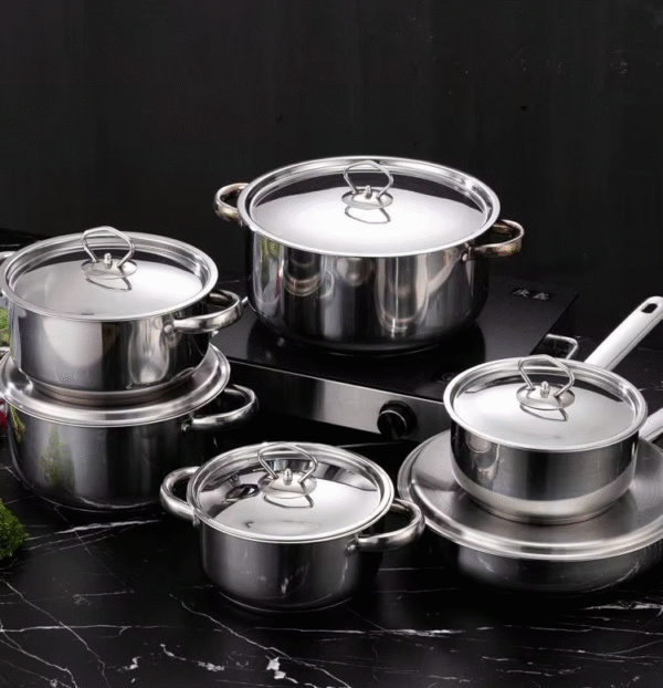 15pcs professional quality kitchen cookware set – 410 stainless steel