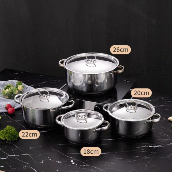 15pcs professional quality kitchen cookware set – 410 stainless steel
