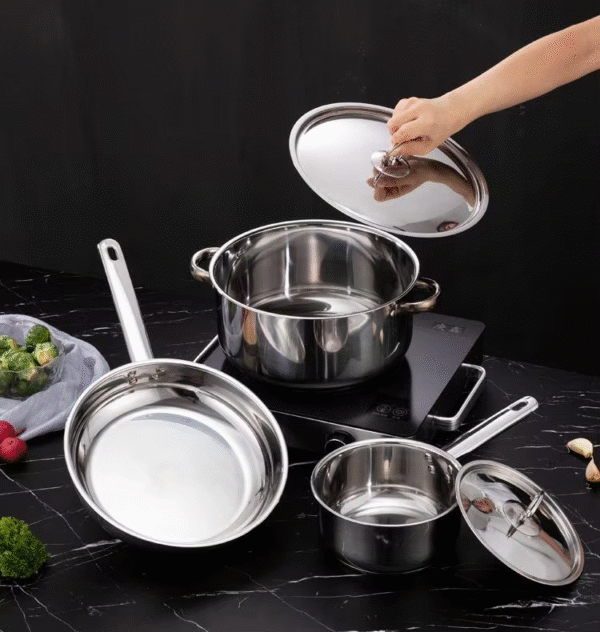 15pcs professional quality kitchen cookware set – 410 stainless steel